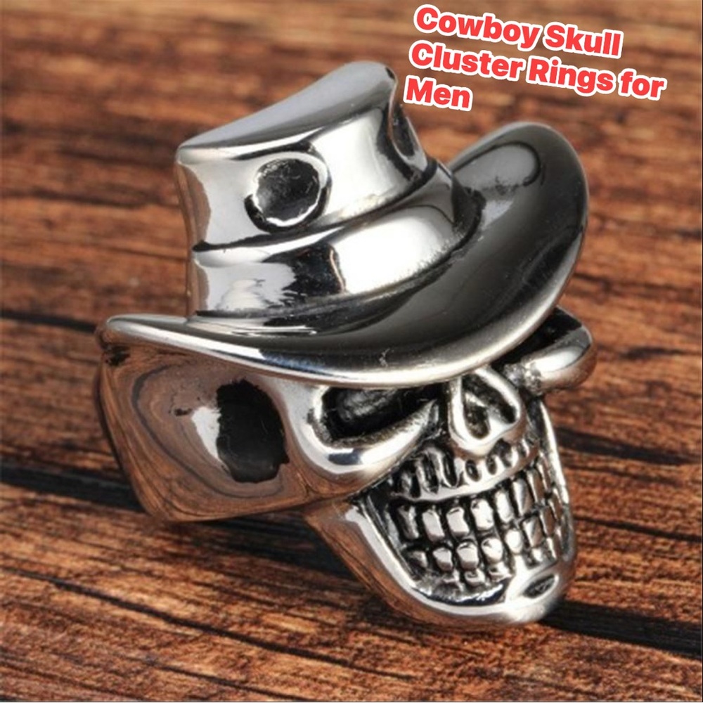 Silver Skull Cowboy Hat Ring